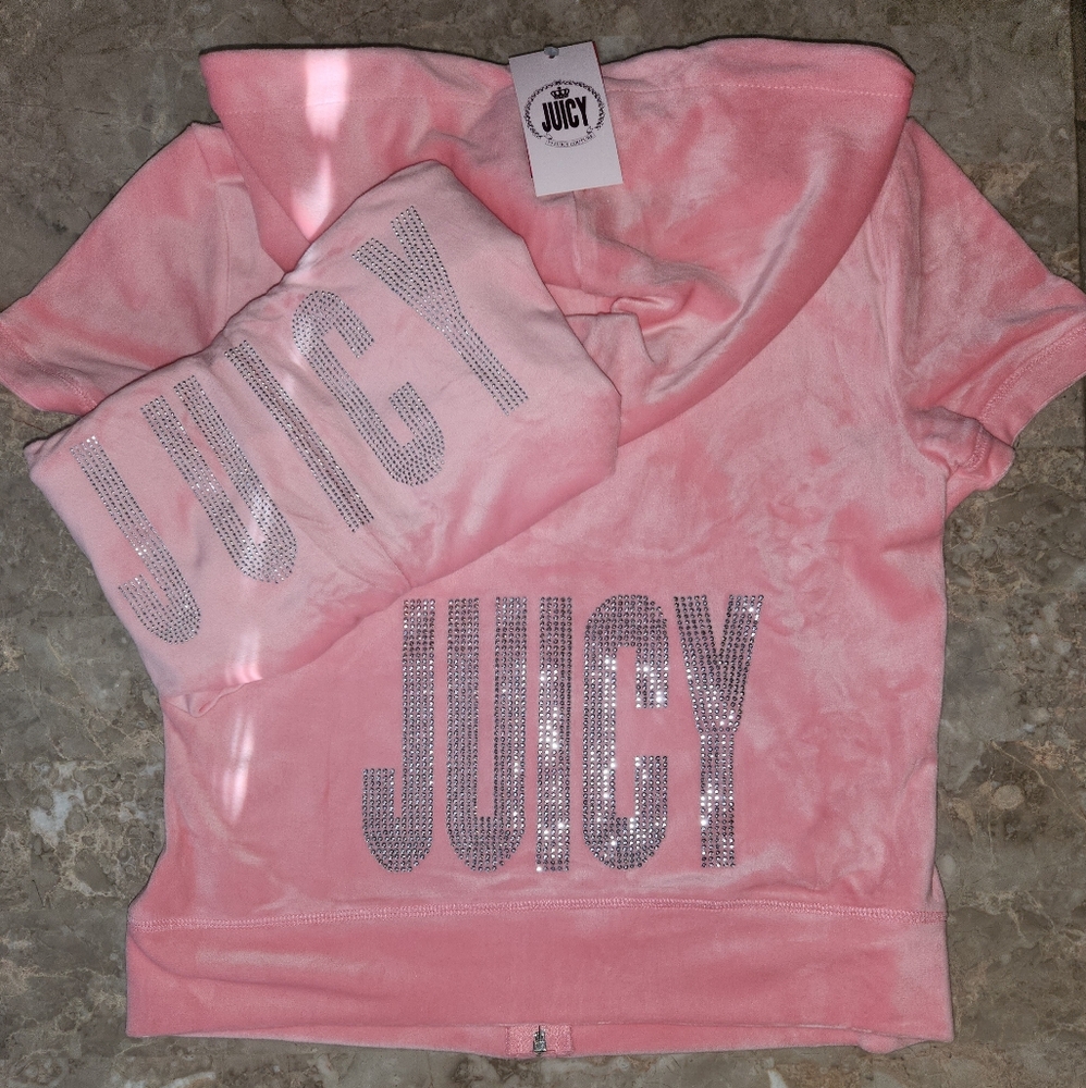 M/L Juicy Couture OG Bling Velour Track Jacket OG Bling Velour Shorts Track Set